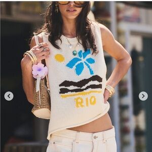 Urban Outfitters Destination Rio Knit XL Cotton Blend Vest  Y2k vacation